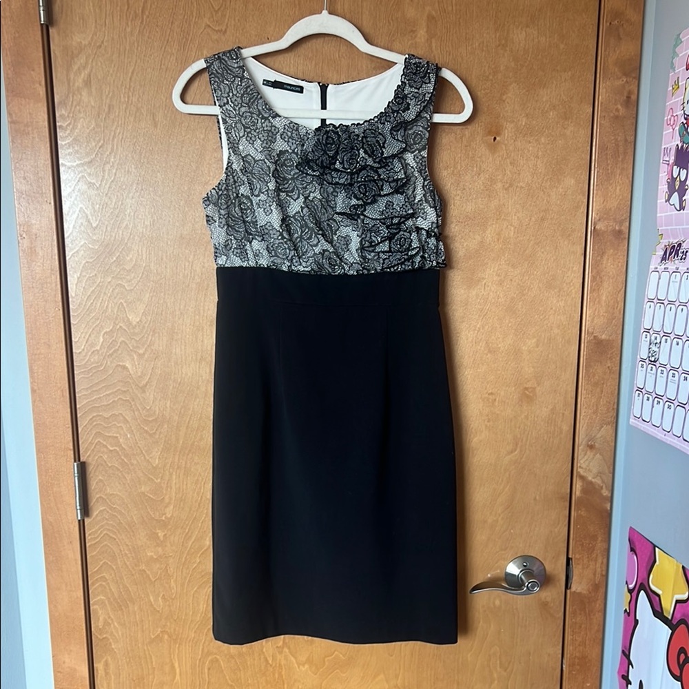 Elegant Black and White Lace Dress